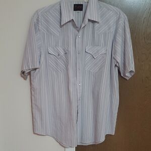 Plaid Men's Striped Button Down Shirt - Gray